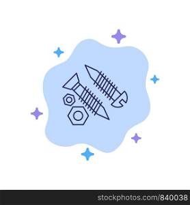 Screws, Building, Construction, Tool, Work Blue Icon on Abstract Cloud Background