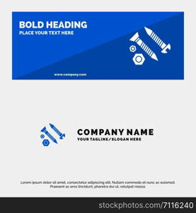 Screws, Building, Construction, Tool, Work SOlid Icon Website Banner and Business Logo Template