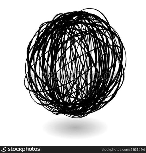 scribble ball icon circle with a drop shadow