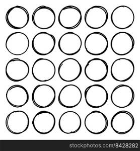 Scribble circle sketch line text frame isolated on white background.