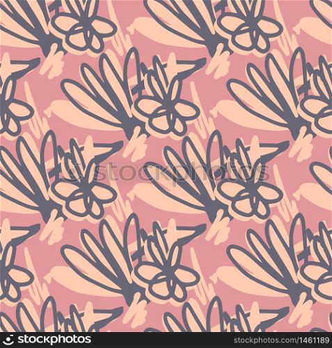 Scribble flower seamless pattern. Hand drawn floral endless wallpaper. Decorative backdrop for fabric design, textile print, wrapping paper, cover. Vector illustration. Scribble flower seamless pattern. Hand drawn floral endless wallpaper.