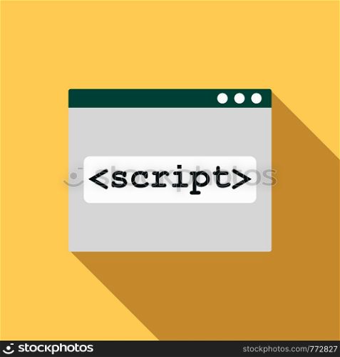 Script window icon. Flat illustration of script window vector icon for web design. Script window icon, flat style