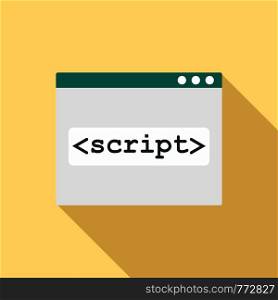 Script window icon. Flat illustration of script window vector icon for web design. Script window icon, flat style