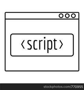 Script window icon. Outline illustration of script window vector icon for web design isolated on white background. Script window icon, outline style