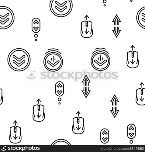 Scroll Computer Mouse Cursor Vector Seamless Pattern Thin Line Illustration. Scroll Computer Mouse Cursor Vector Seamless Pattern