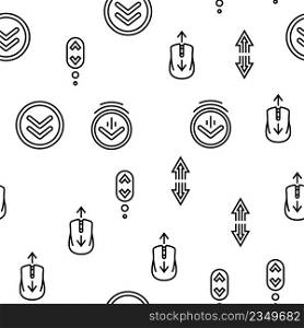 Scroll Computer Mouse Cursor Vector Seamless Pattern Thin Line Illustration. Scroll Computer Mouse Cursor Vector Seamless Pattern