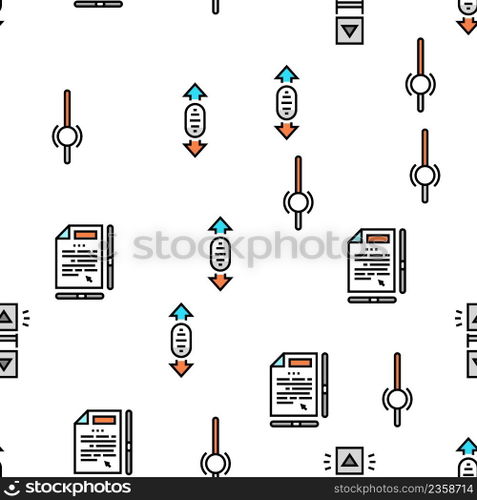 Scroll Computer Mouse Cursor Vector Seamless Pattern Thin Line Illustration. Scroll Computer Mouse Cursor Vector Seamless Pattern