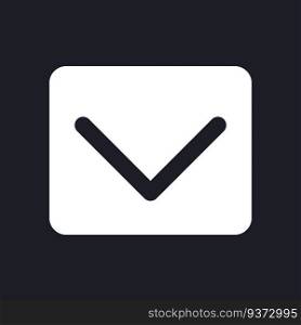 Scroll down dark mode glyph ui icon. View chat history. New messages. User interface design. White silhouette symbol on black space. Solid pictogram for web, mobile. Vector isolated illustration. Scroll down dark mode glyph ui icon