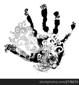 scroll handprint, vector, floral style