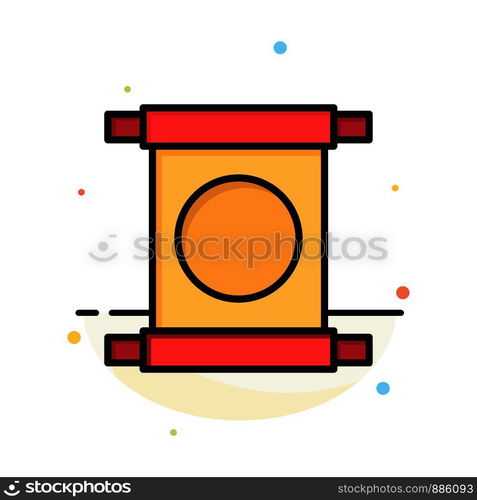 Scroll, Letter, China, Chinese Abstract Flat Color Icon Template