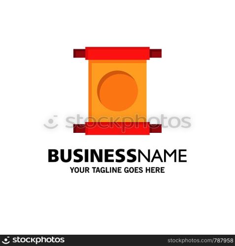 Scroll, Letter, China, Chinese Business Logo Template. Flat Color