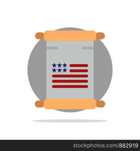 Scroll, Text, American, Usa Abstract Circle Background Flat color Icon