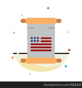 Scroll, Text, American, Usa Abstract Flat Color Icon Template