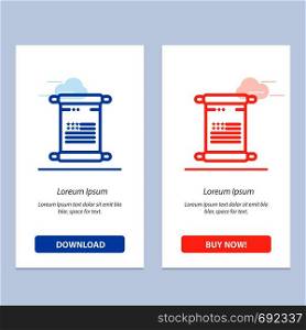Scroll, Text, American, Usa Blue and Red Download and Buy Now web Widget Card Template