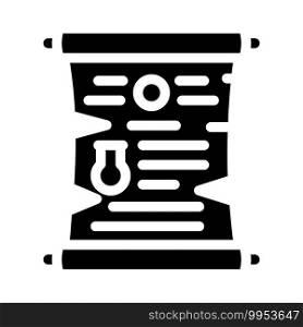 scroll with magic spell glyph icon vector. scroll with magic spell sign. isolated contour symbol black illustration. scroll with magic spell glyph icon vector illustration
