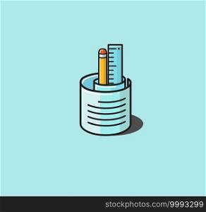 scrolling paper,pen and ruler icon vector illustration