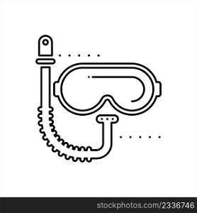 Scuba Diving Mask Icon, Under Water Diving Mask, Half Mask Vector Art Illustration