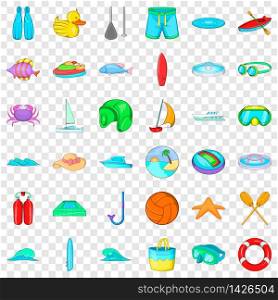 Scuba icons set. Cartoon style of 36 scuba vector icons for web for any design. Scuba icons set, cartoon style