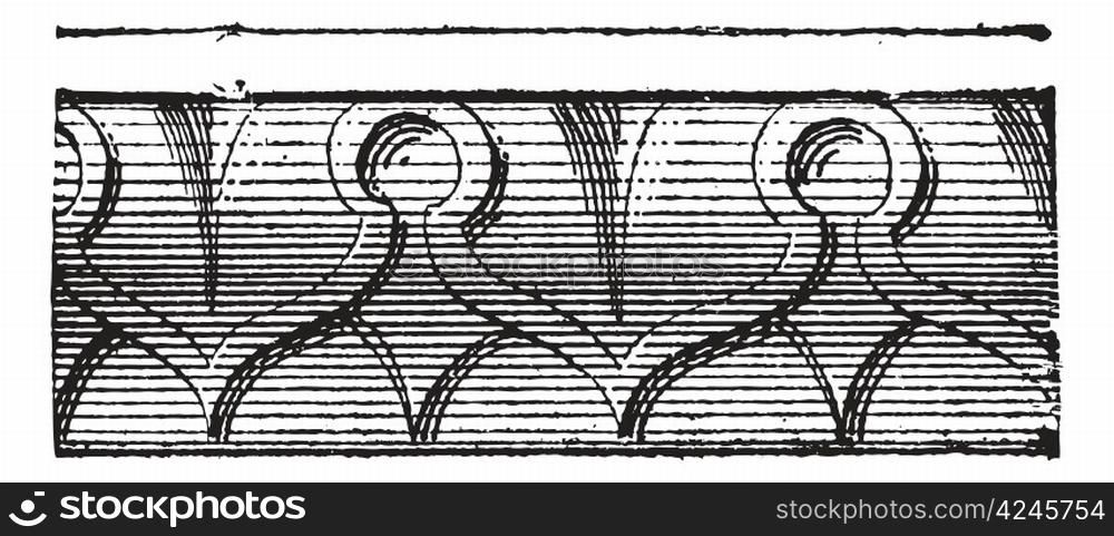 Sculpted rays of heart or heart design on ornemental moldings, vintage engraved illustration. Dictionary of words and things - Larive and Fleury - 1895.