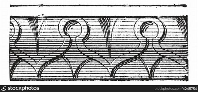 Sculpted rays of heart or heart design on ornemental moldings, vintage engraved illustration. Dictionary of words and things - Larive and Fleury - 1895.