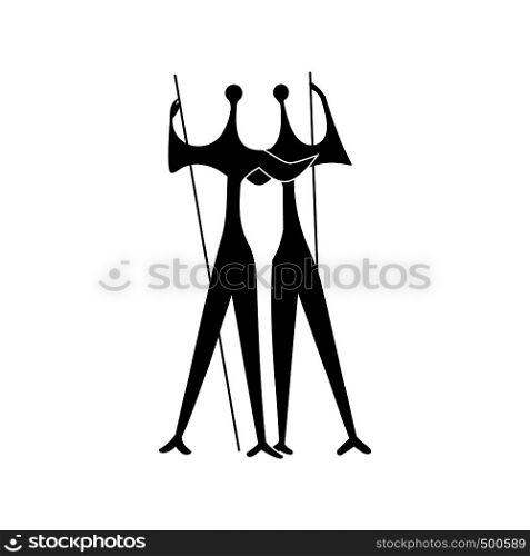 Sculpture of Two Warriors by artist Bruno Giorgi, Brasili icon in simple style isolated on white background. Sculpture of Two Warriors by artist Bruno Giorgi