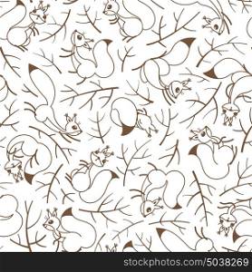 Scurry of Squirrels on the branches. Seamless autumn pattern for gift wrapping, wallpaper, childrens room or clothing. A Scurry of Squirrels on the branches. Seamless autumn pattern for gift wrapping, wallpaper, childrens room or clothing. Vector illustration