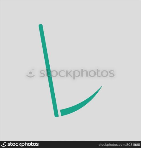 Scythe icon. Gray background with green. Vector illustration.