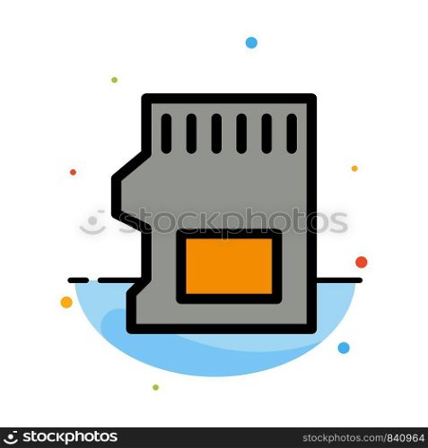 SD Card, SD, Storage, Data Abstract Flat Color Icon Template