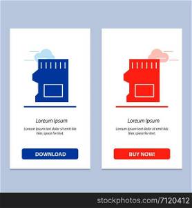 SD Card, SD, Storage, Data Blue and Red Download and Buy Now web Widget Card Template