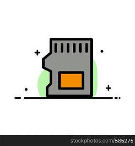 SD Card, SD, Storage, Data Business Flat Line Filled Icon Vector Banner Template