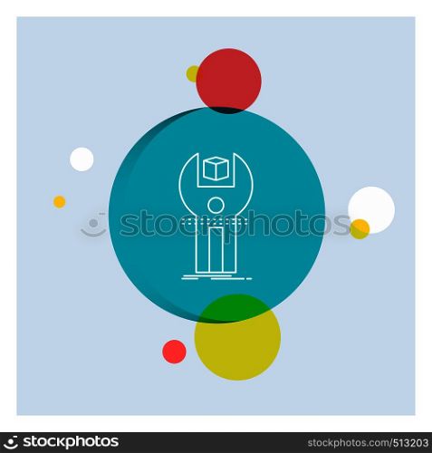 SDK, App, development, kit, programming White Line Icon colorful Circle Background. Vector EPS10 Abstract Template background