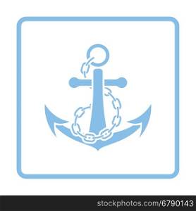 Sea anchor with chain icon. Blue frame design. Vector illustration.