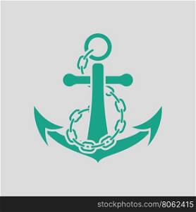 Sea anchor with chain icon. Gray background with green. Vector illustration.