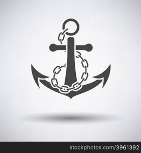 Sea anchor with chain icon on gray background with round shadow. Vector illustration.. Sea anchor with chain icon