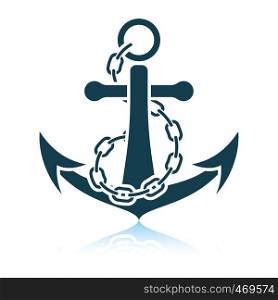 Sea anchor with chain icon. Shadow reflection design. Vector illustration.