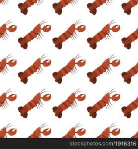 Sea animal seamless pattern with lobster. Undersea world habitants print. Hand drawn underwater life vector illustration. Funny cartoon marine animals character for kid fabric, textile.. Sea animal seamless pattern with lobster. Undersea world habitants print.