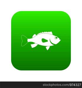 Sea bass fish icon digital green for any design isolated on white vector illustration. Sea bass fish icon digital green
