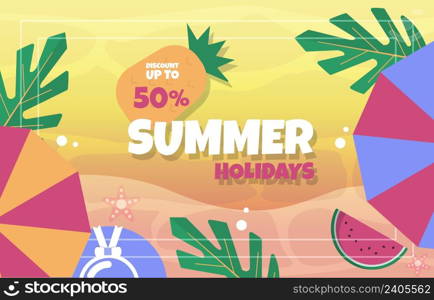 Sea Beach Fruit Summer Sale Holiday Event Poster Template