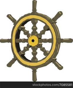 Sea-craft steering wheel on a white background Vector illustration.
