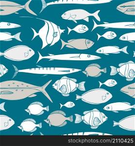 Sea fish. Vector seamless pattern