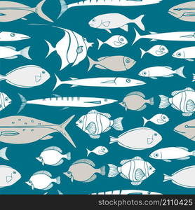 Sea fish. Vector seamless pattern