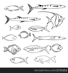 Sea fish. Vector sketch illustration.