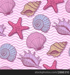 Sea hand drawn seamless pattern