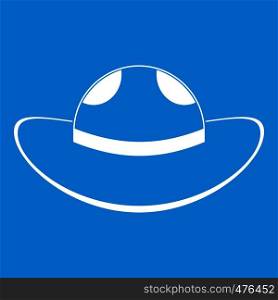 Sea hat icon white isolated on blue background vector illustration. Sea hat icon white