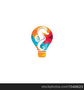Sea Horse bulb vector logo design.
