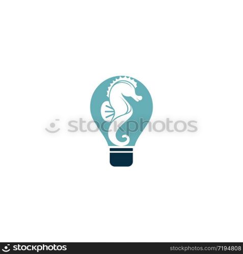 Sea Horse bulb vector logo design.