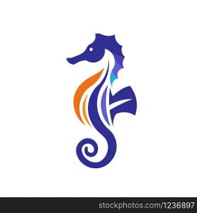 Sea Horse creative vector illustration,Sea animal color icons in trendy flat style