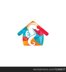 Sea horse home vector logo design.