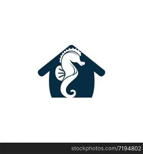 Sea horse home vector logo design.