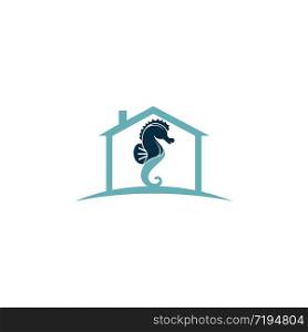 Sea horse home vector logo design.